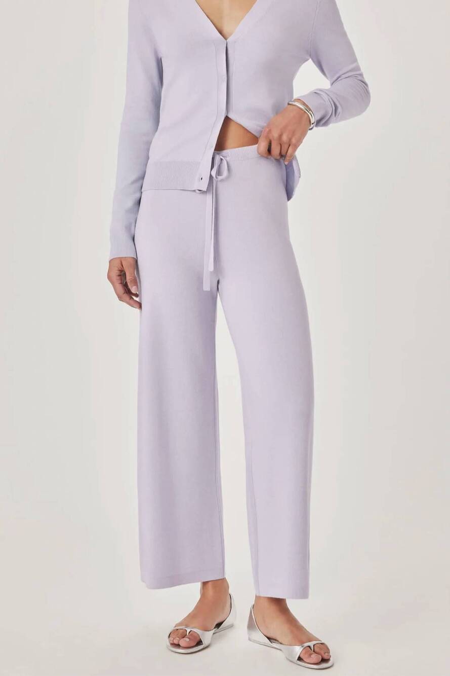 NEW SPLENDID women's knit wide leg lounge set in lavender